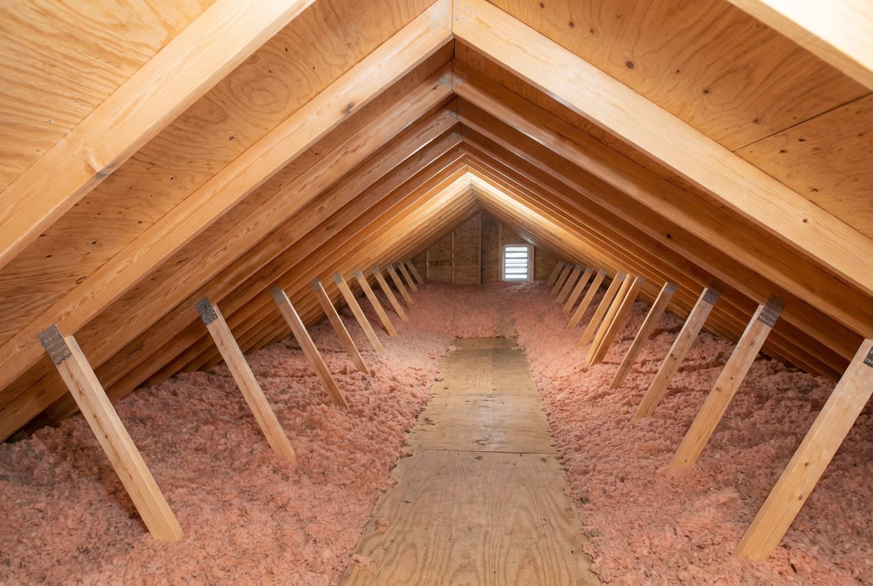 Entretoit propre dont les surfaces de bois ont retrouvé une apparence uniforme